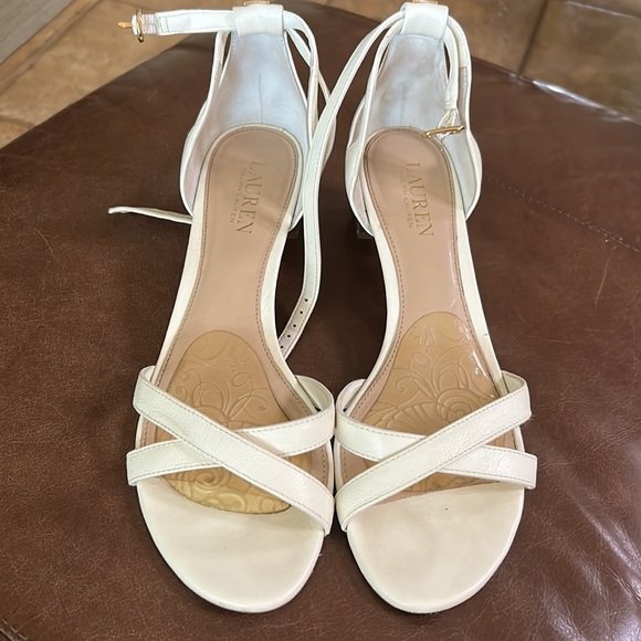 Ralph Lauren Lauren Folly strappy criss cross ankle strapped leather sandals 8.5 - Picture 2 of 9